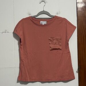 Nordstrom Rack Crew Neck Cap Sleeve Tee Shirt Coral Pocket Size S